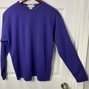 Henri Bendel women Purple Crewneck Sweater extra fine merino wool Italian medium